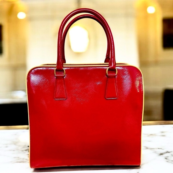 Auth. PRADA 2012 Candy Apple Red Saffiano Leather Tote - Picture 4 of 15